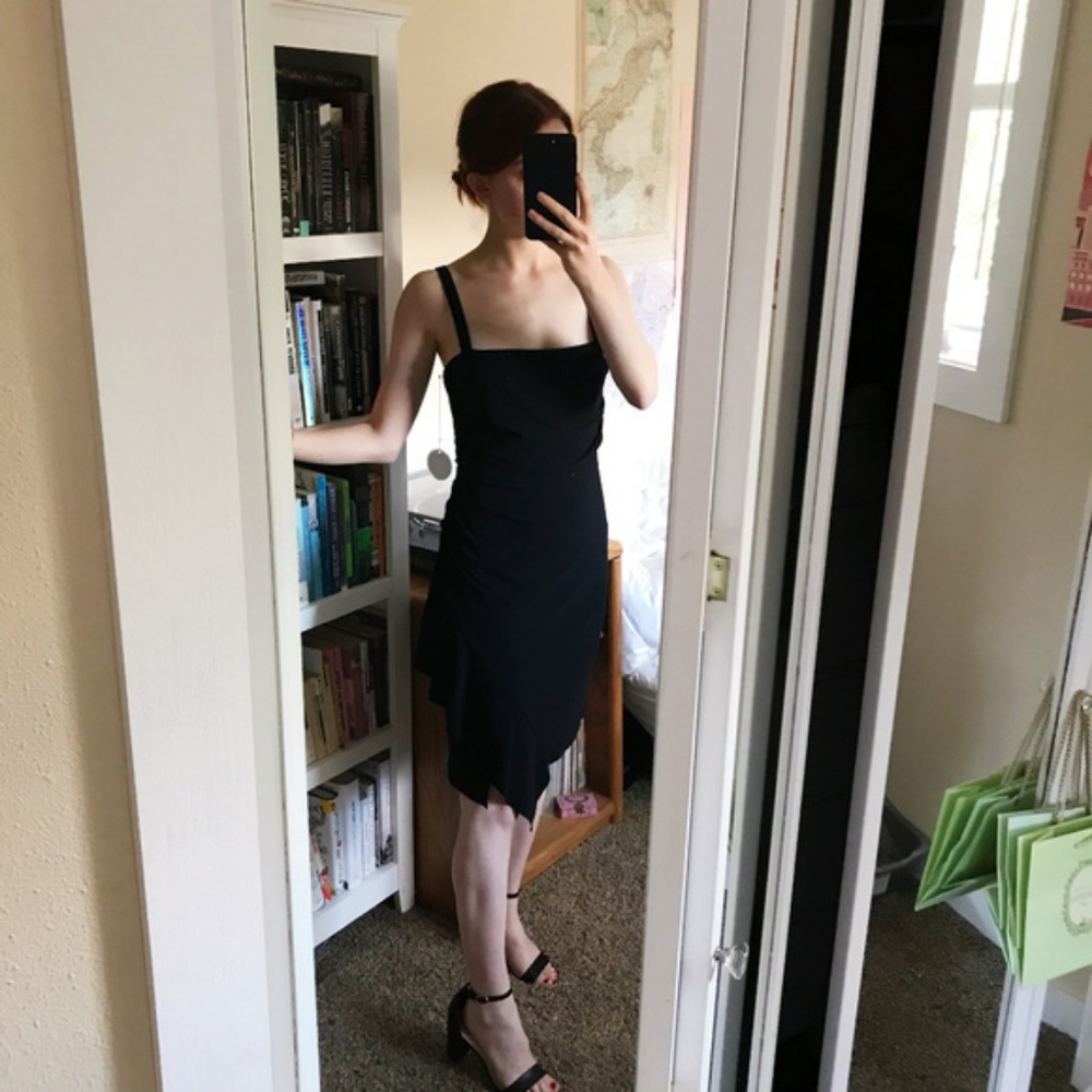 Clover & Sloane Crystal Crepe Ruffle Ruched Dress - Picture 3 of 7